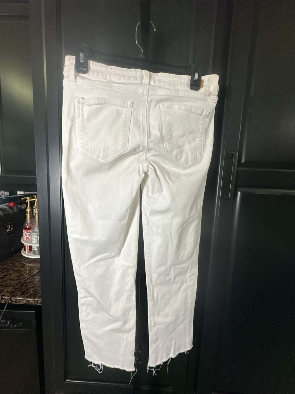 Paige Kylie Crop White Raw Hem Jeans #731 View 2